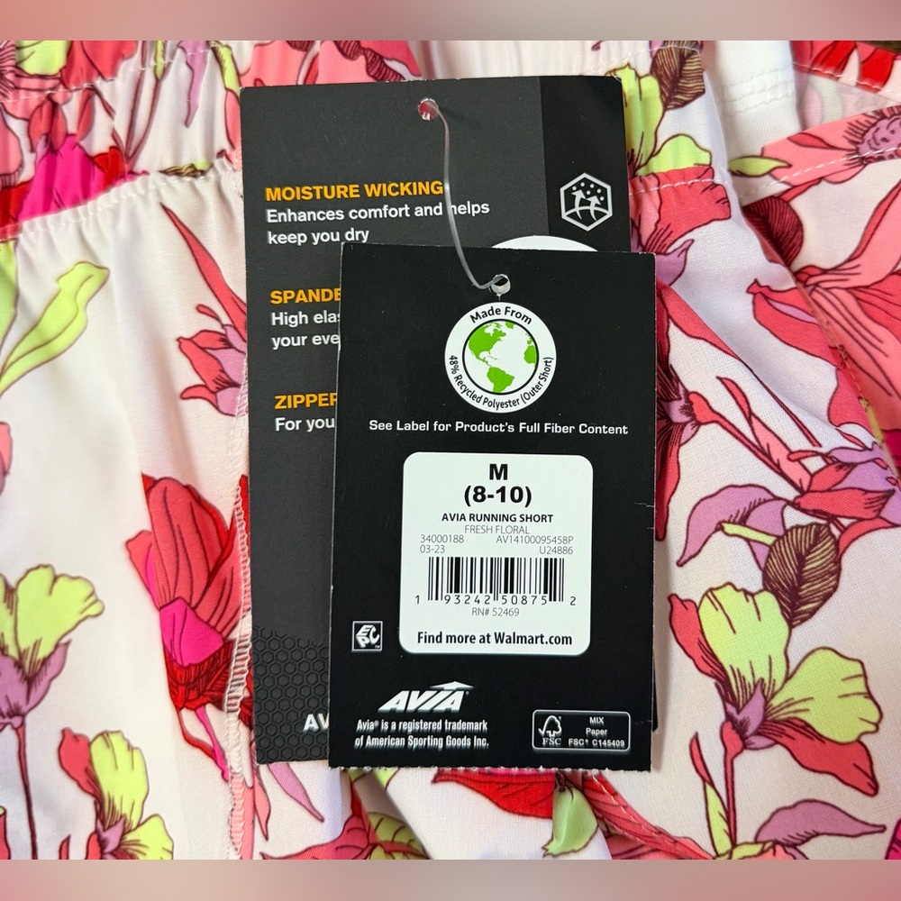 Avia Pink Floral Women's Running Shorts - Picture 3 of 3